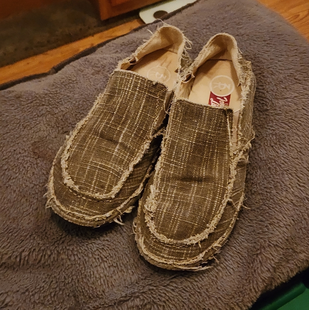 Tony Lama Winter Wheat Canvas Slip On Loafers 10D